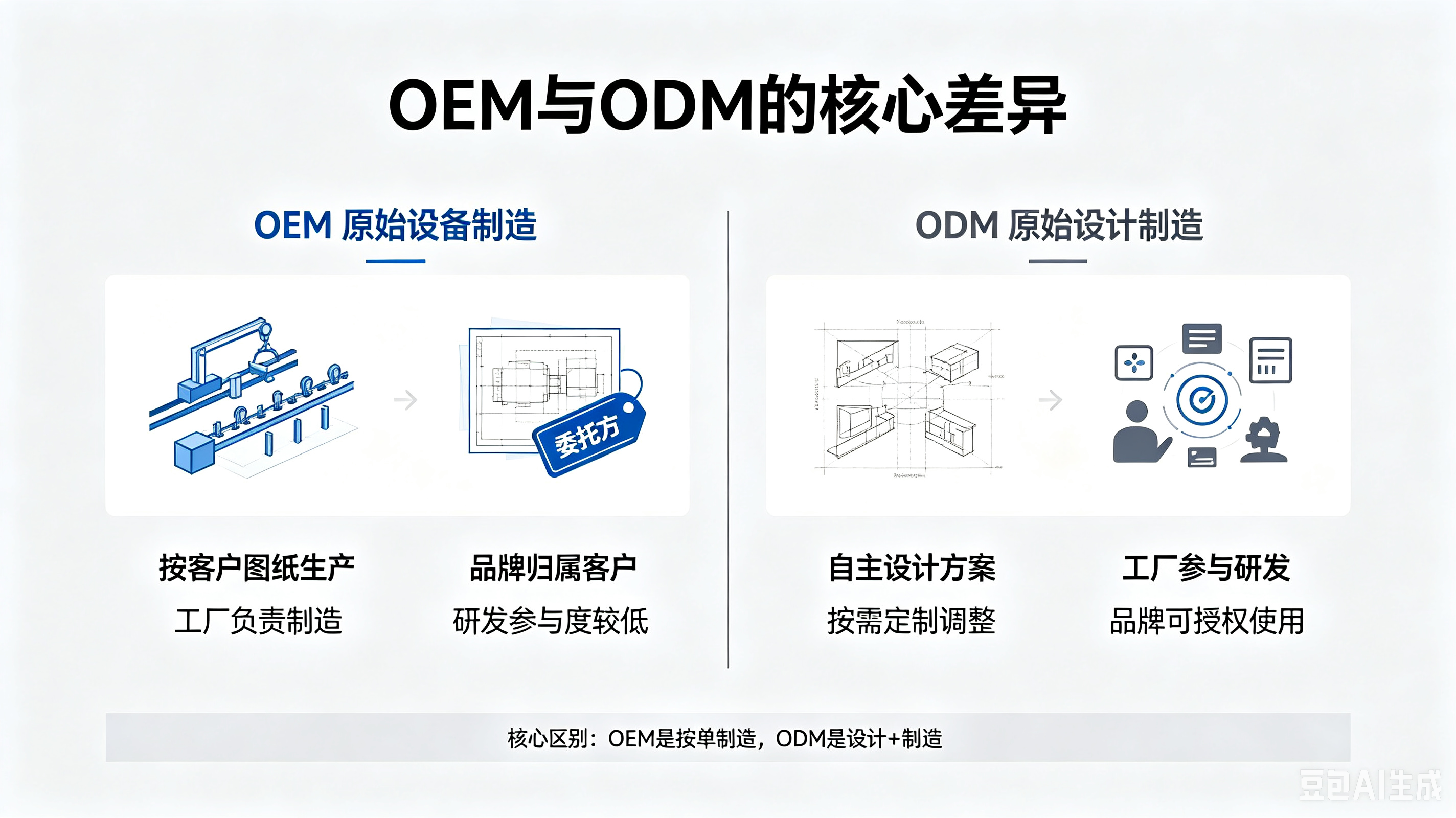 OEM与ODM模式核心差异对比图解