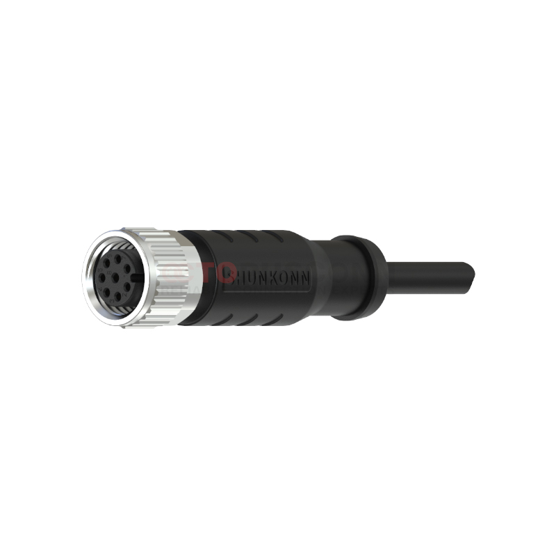 M8系列A编码连接线直立包胶成型式3-8PIN母头焊线