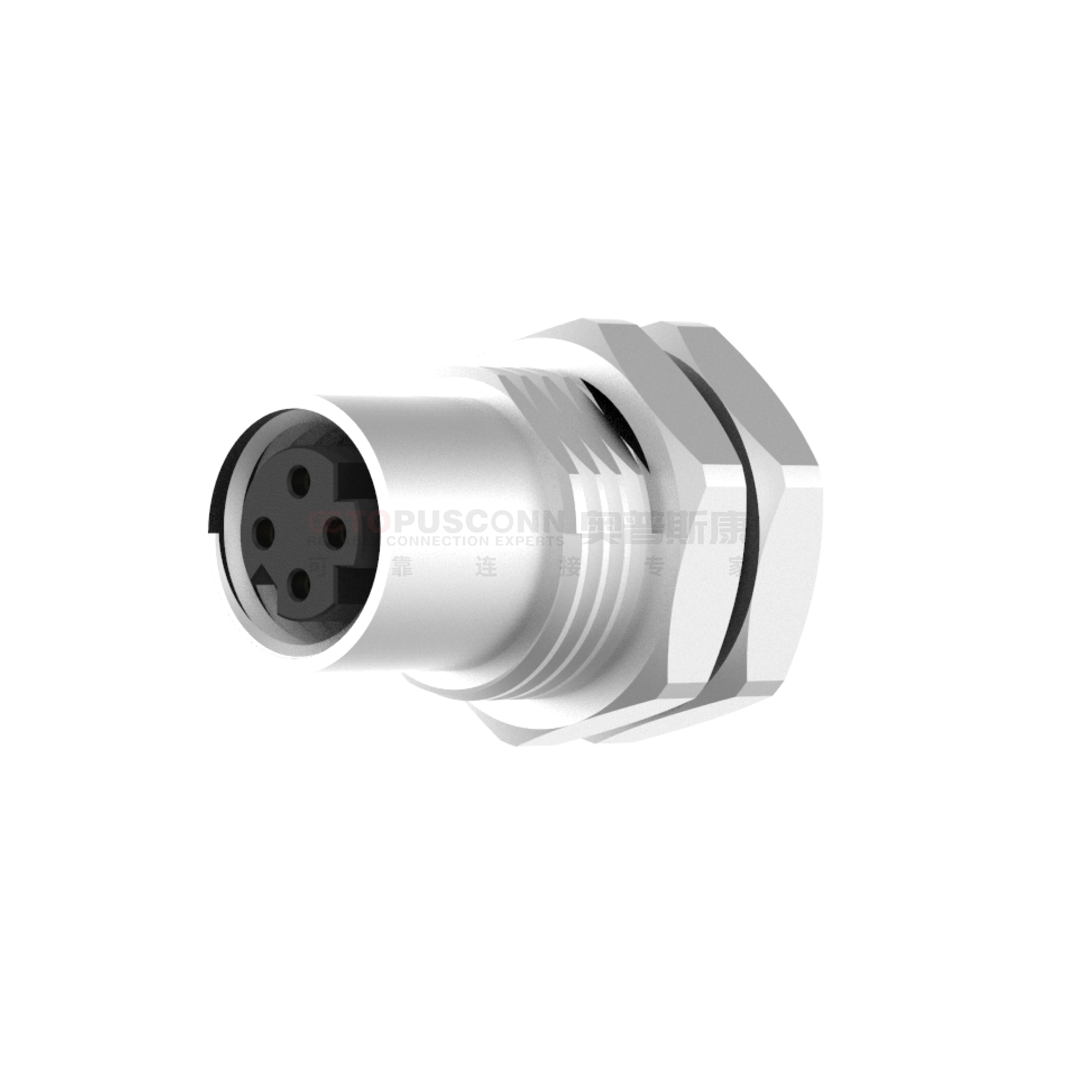 M8  D-Coded Connector Rear Panel Mount 4-Pin Female Plug Plate Type