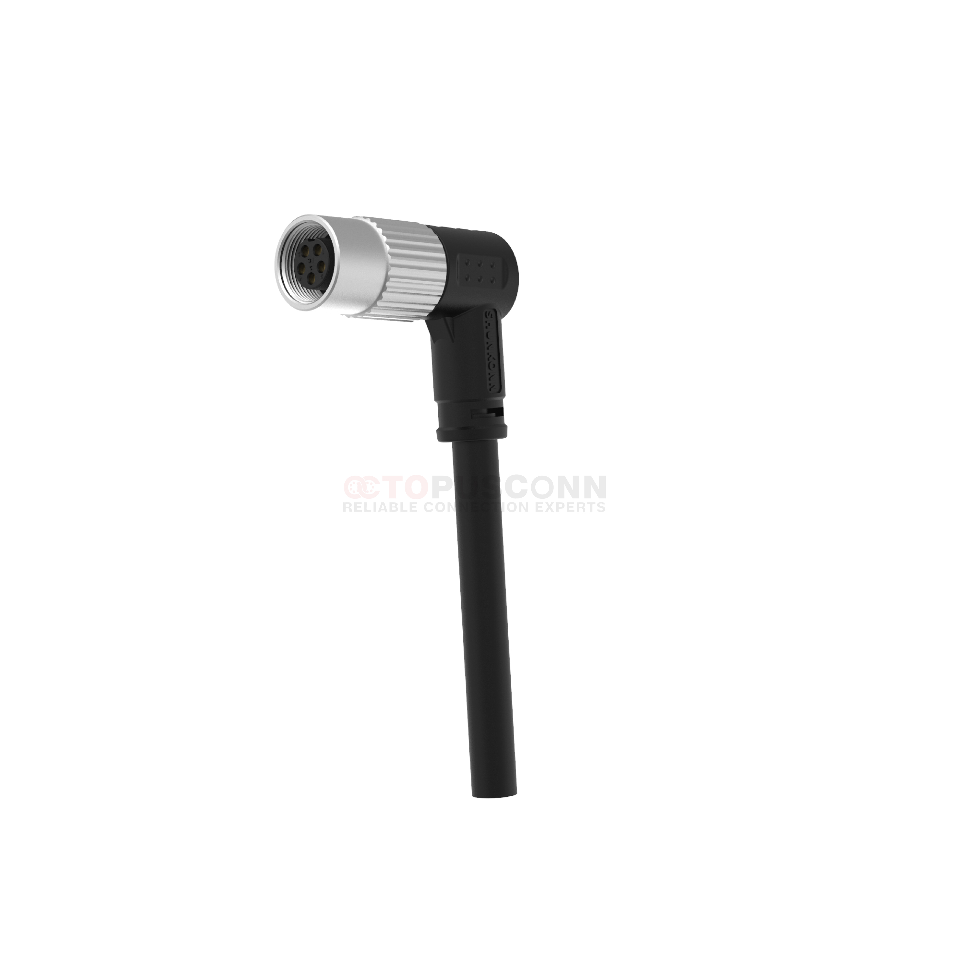 M9   A-Code Connector Cable  Right-Angle 90-Degree  Rubber Overmolded  2-8 PIN Female  Wire-Soldered