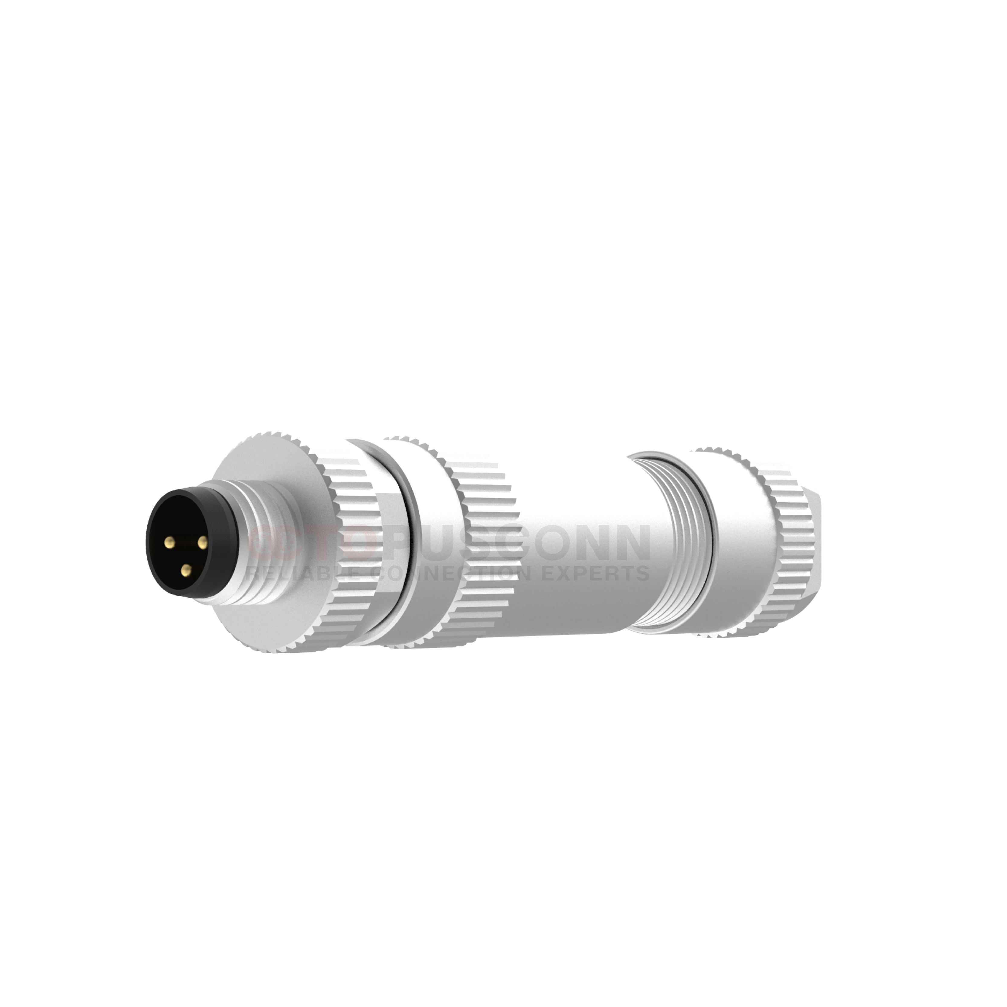 M8  A-Code Connector Straight Type Metal Assembled 3-8 Pin Male Screw-Mounted Type