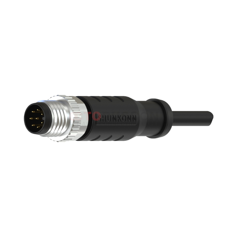 M8系列A编码连接线直立包胶成型式3-8PIN公头焊线