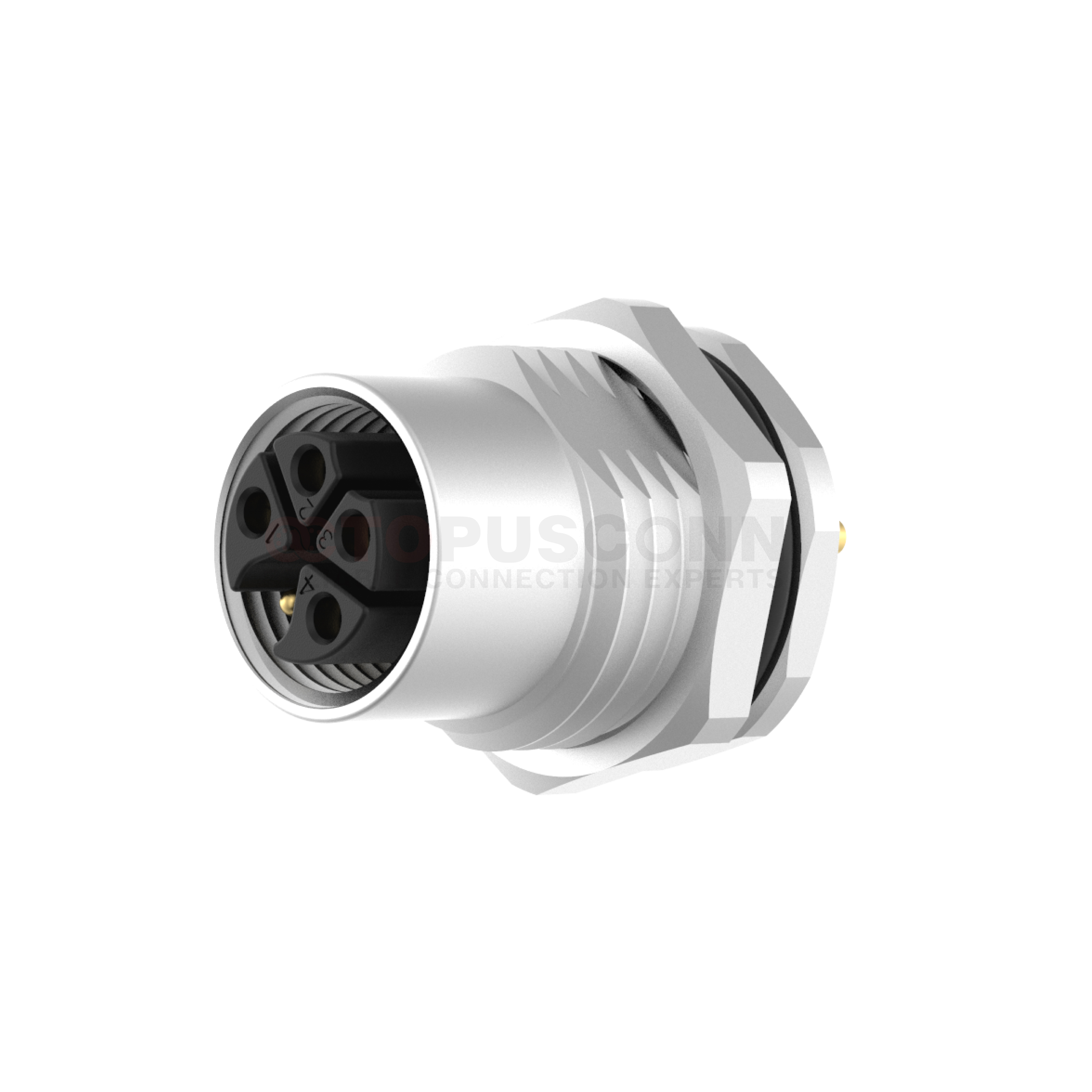 M12 S K-Code Connector Rear Panel Mount 3-5 PIN Female Soldered Type M16*1 