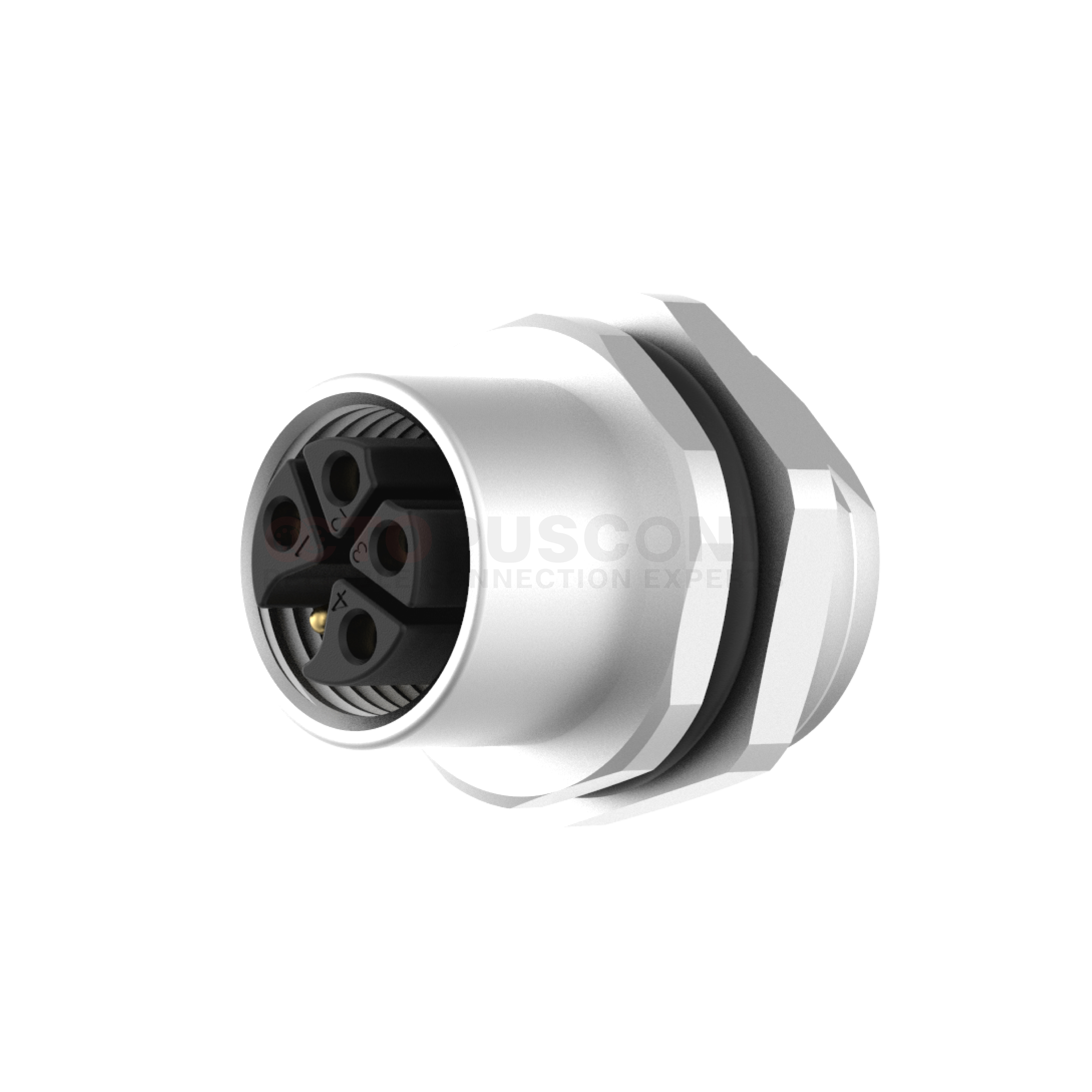 M12  K-Code Connector Front Panel Mount 3-5 PIN Female Wire-to-Wire Soldered Type M16*1 