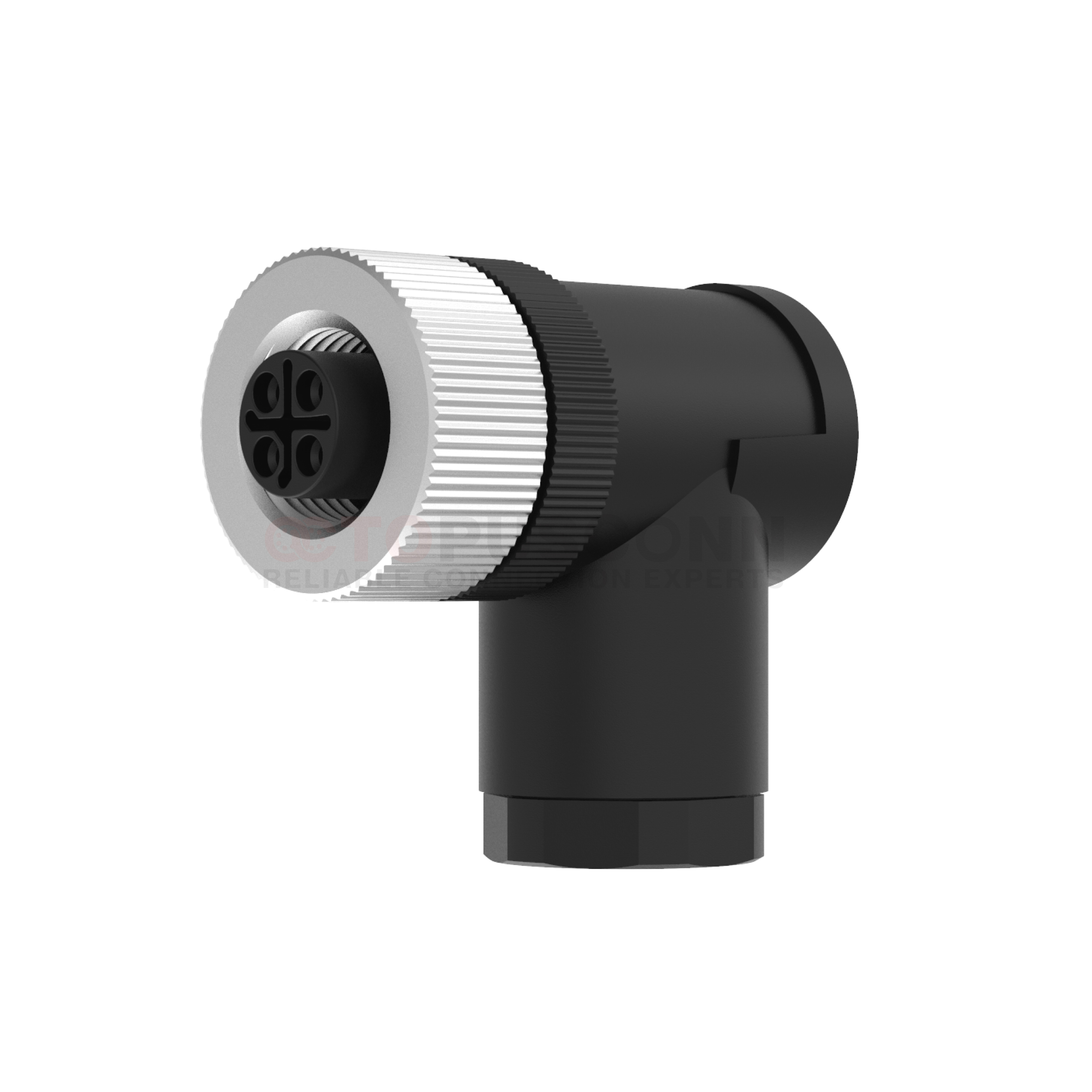 M12  S-Code Connector Right-Angle 90° Metal-Plastic Assembled 4 PIN Female Screw Mount Type