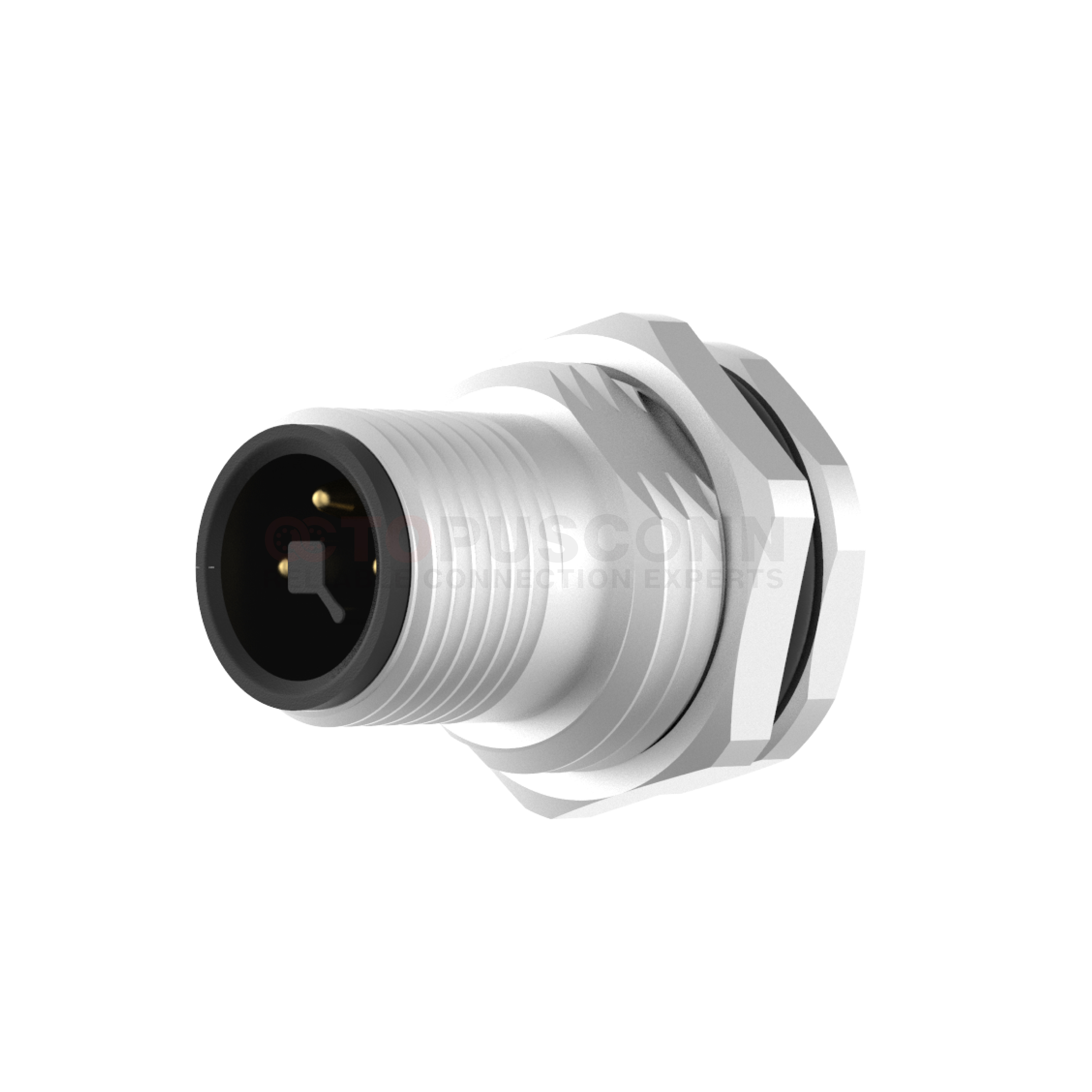 M12  T-Code Connector Rear Panel Mount 2-4 PIN Male Soldered Type M16*1 