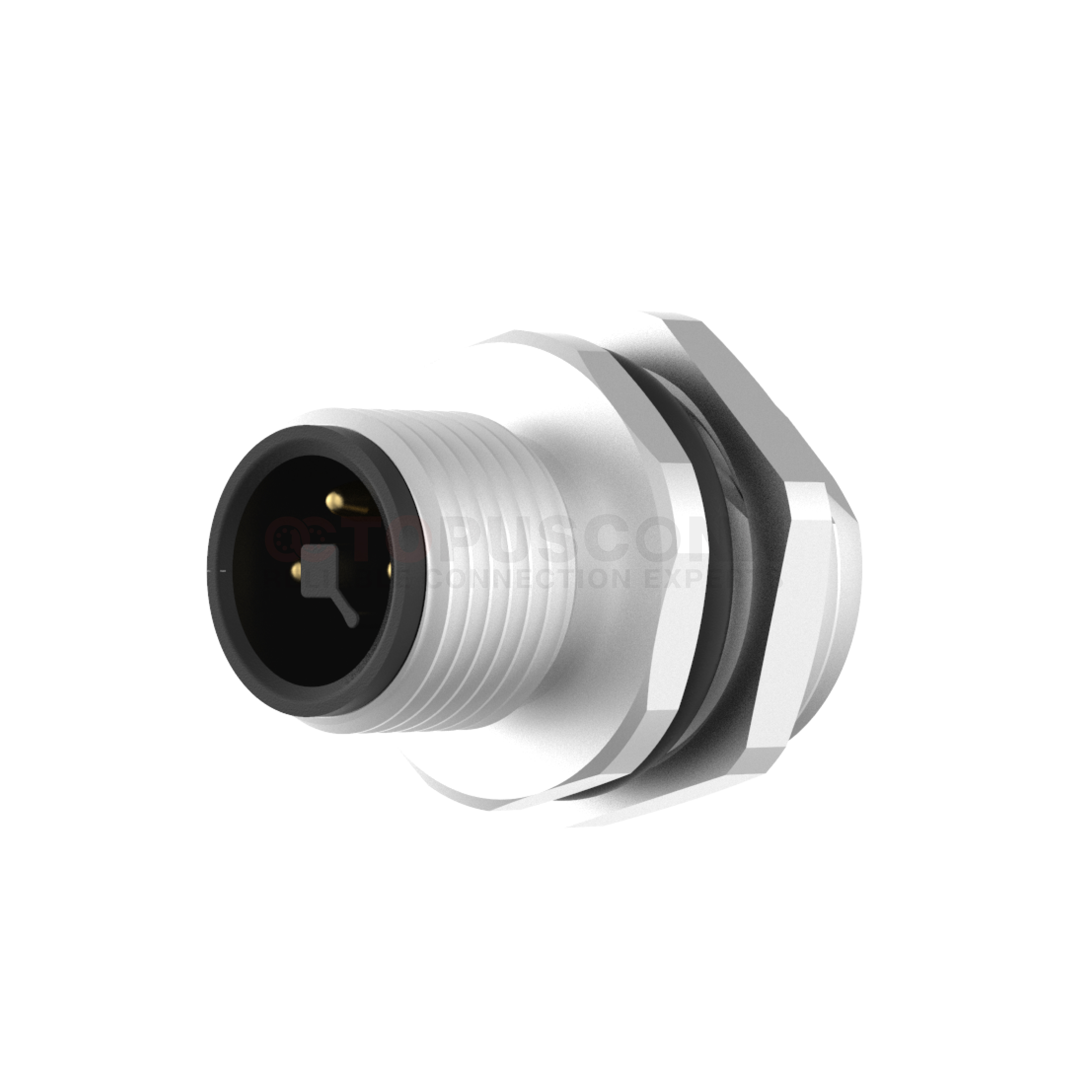 M12 Series T-Code Connector Front Panel Mount 2-4 PIN Male Soldered Type M16*1 