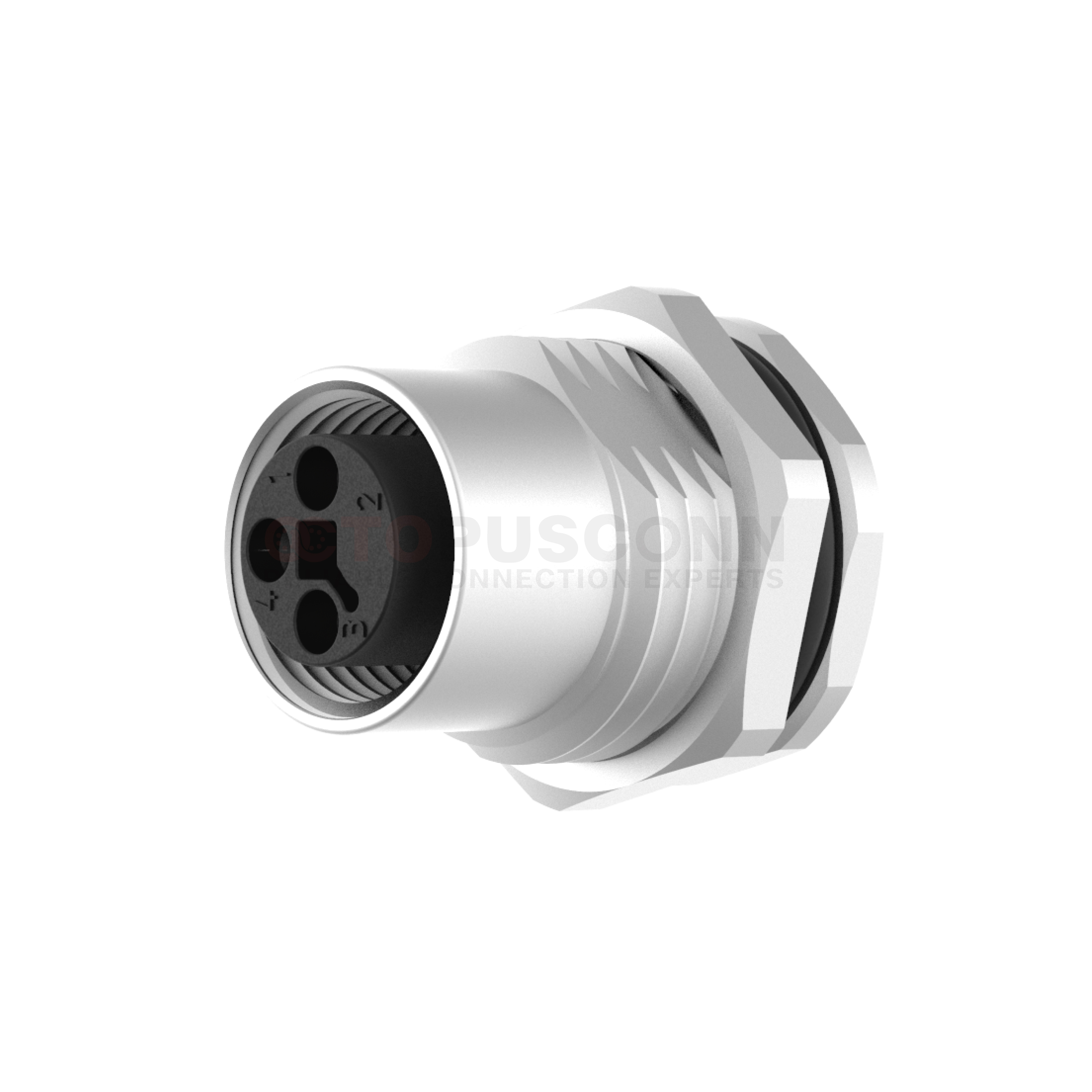 M12  T-Code Connector Rear Panel Mount 2-4 PIN Female PCB Mount Type M16*1 