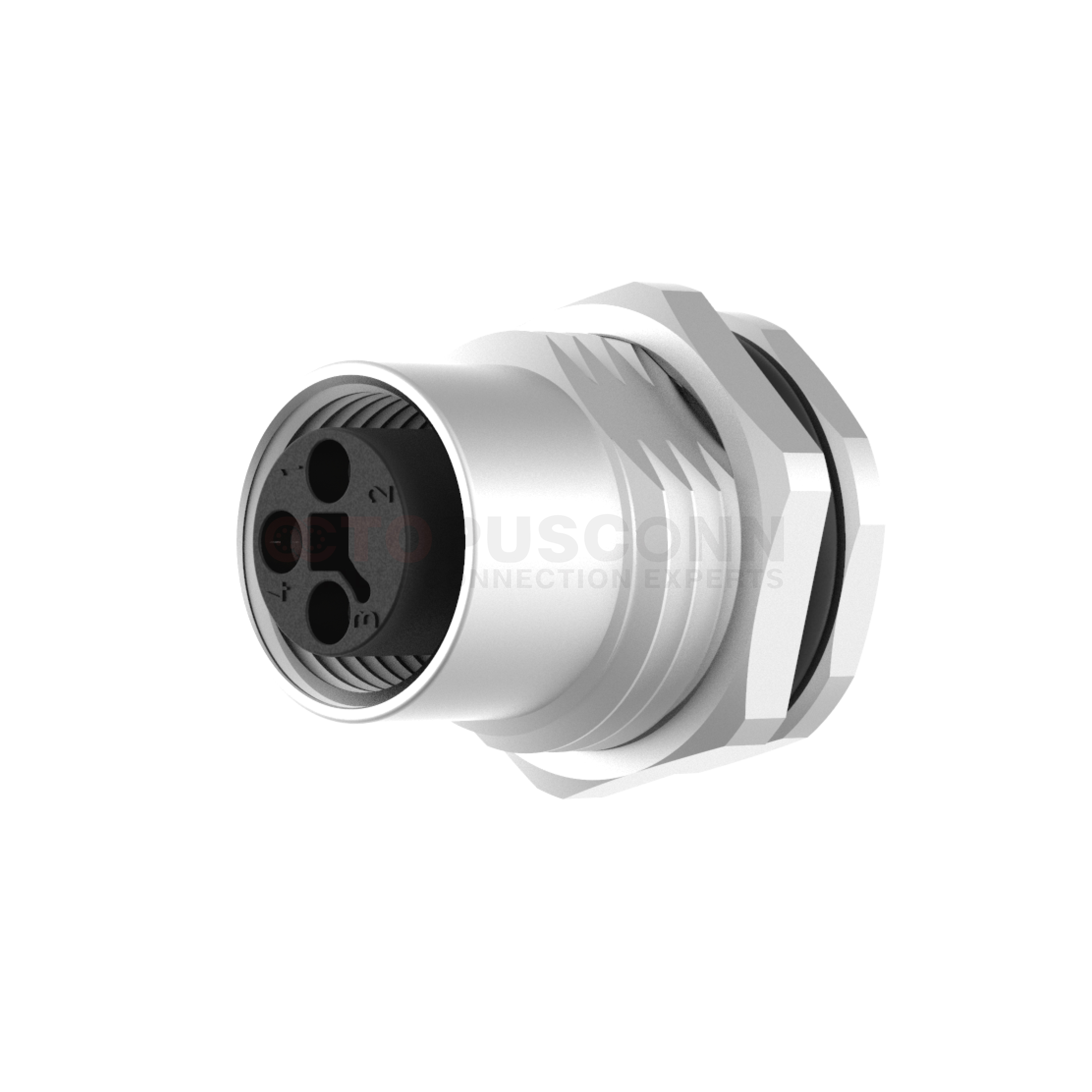 M12  T-Code Connector Rear Panel Mount 2-4 PIN Female Soldered Type M16*1 