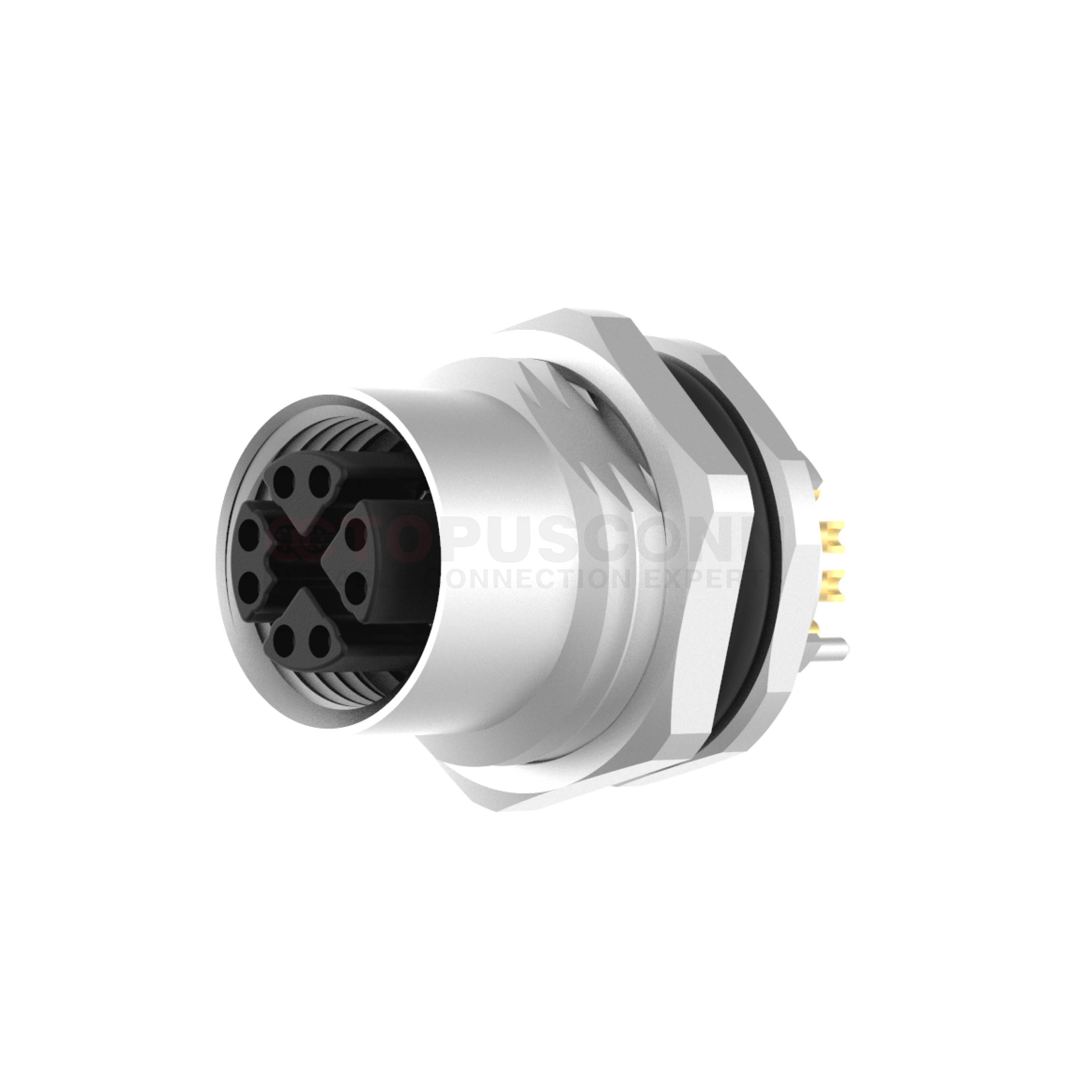 M12 X Coded Connectors Plate Rear Mount 8PIN Female Solder Type M16*1.5