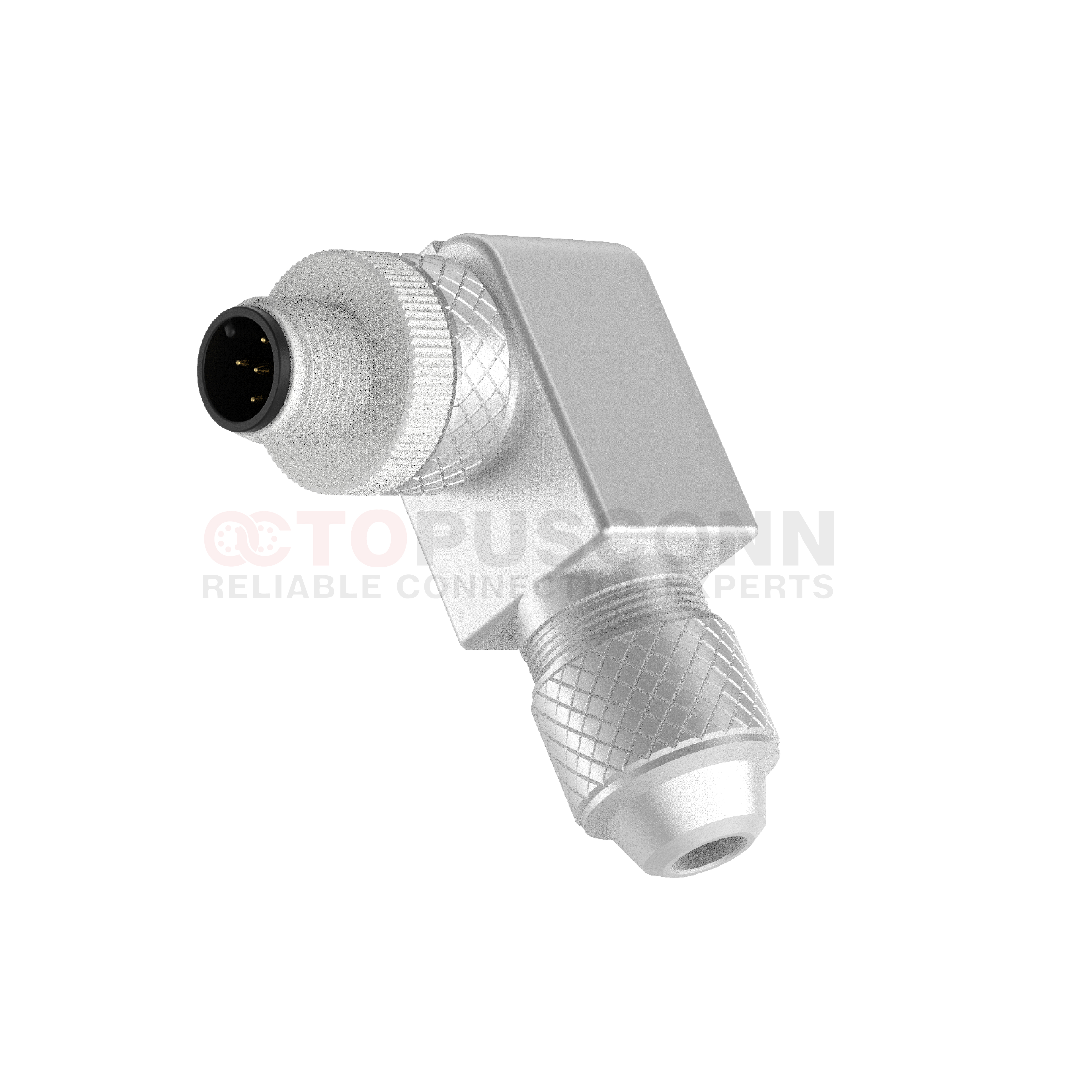 M12 A Coded Connectors Right Angle Metal Assembled 2-8PIN Male Screw type PG7
