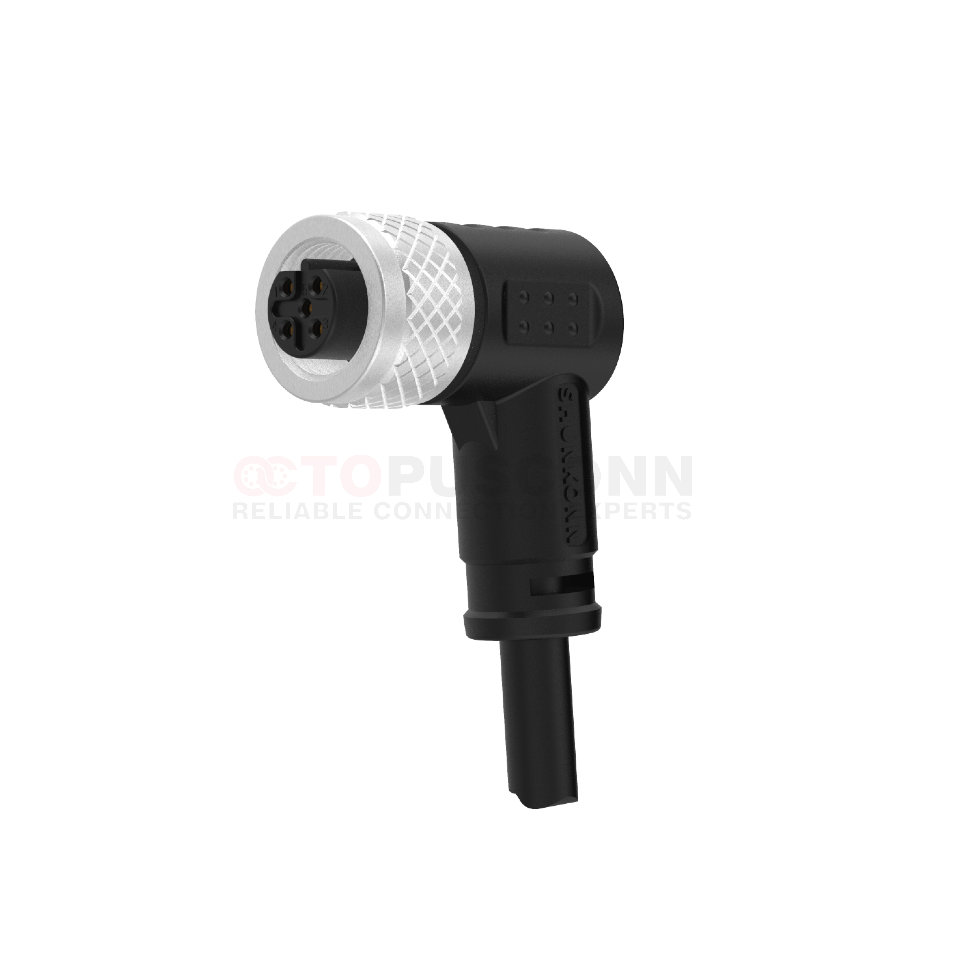 M12 B Coded Connection Cable Right Angle Overmolded Type 3-5PIN Female Solder Type