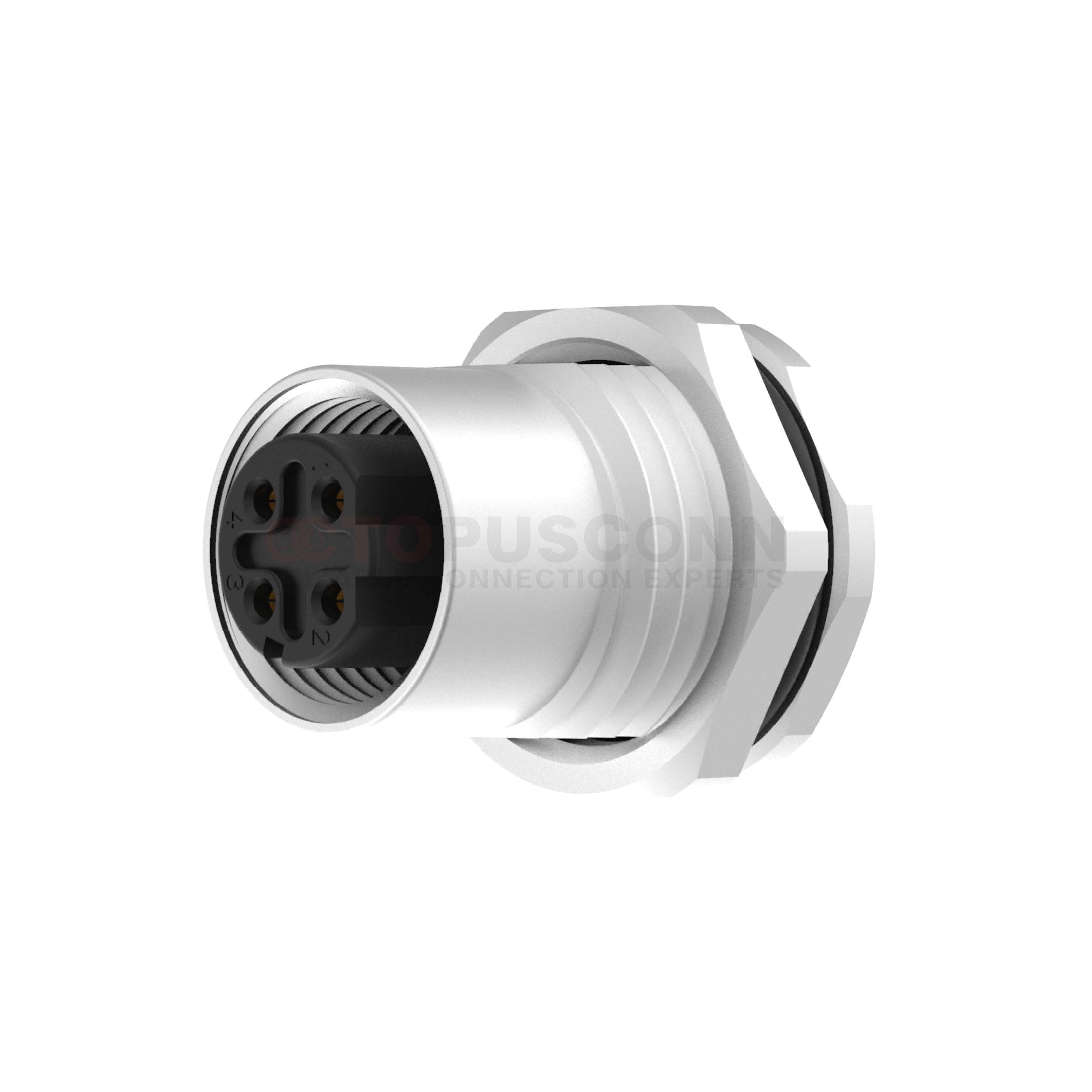 M12 D Coded Connectors Plate Rear Mount 4PIN Female Solder Type M16*1.5