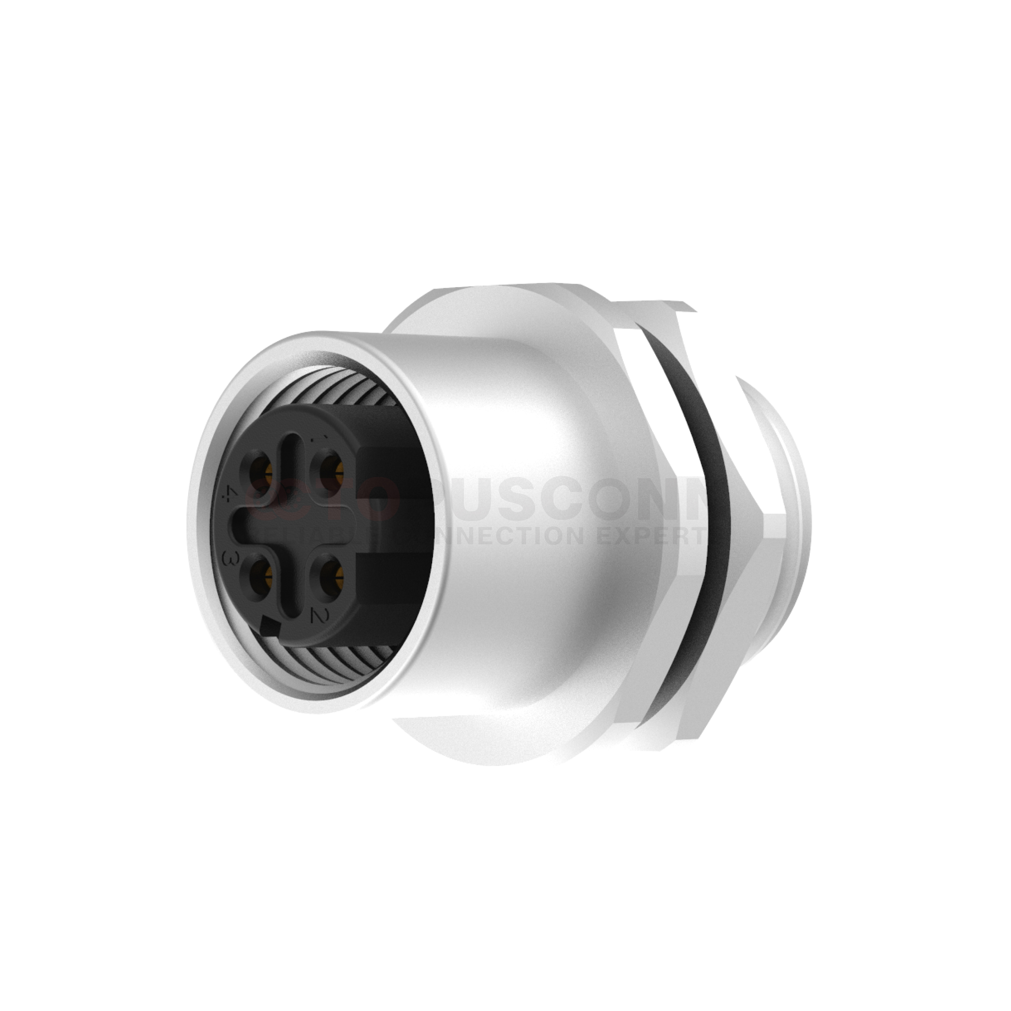 M12 D Coded Connectors Board Front Mount 4PIN Female Solder Type M12*1.0