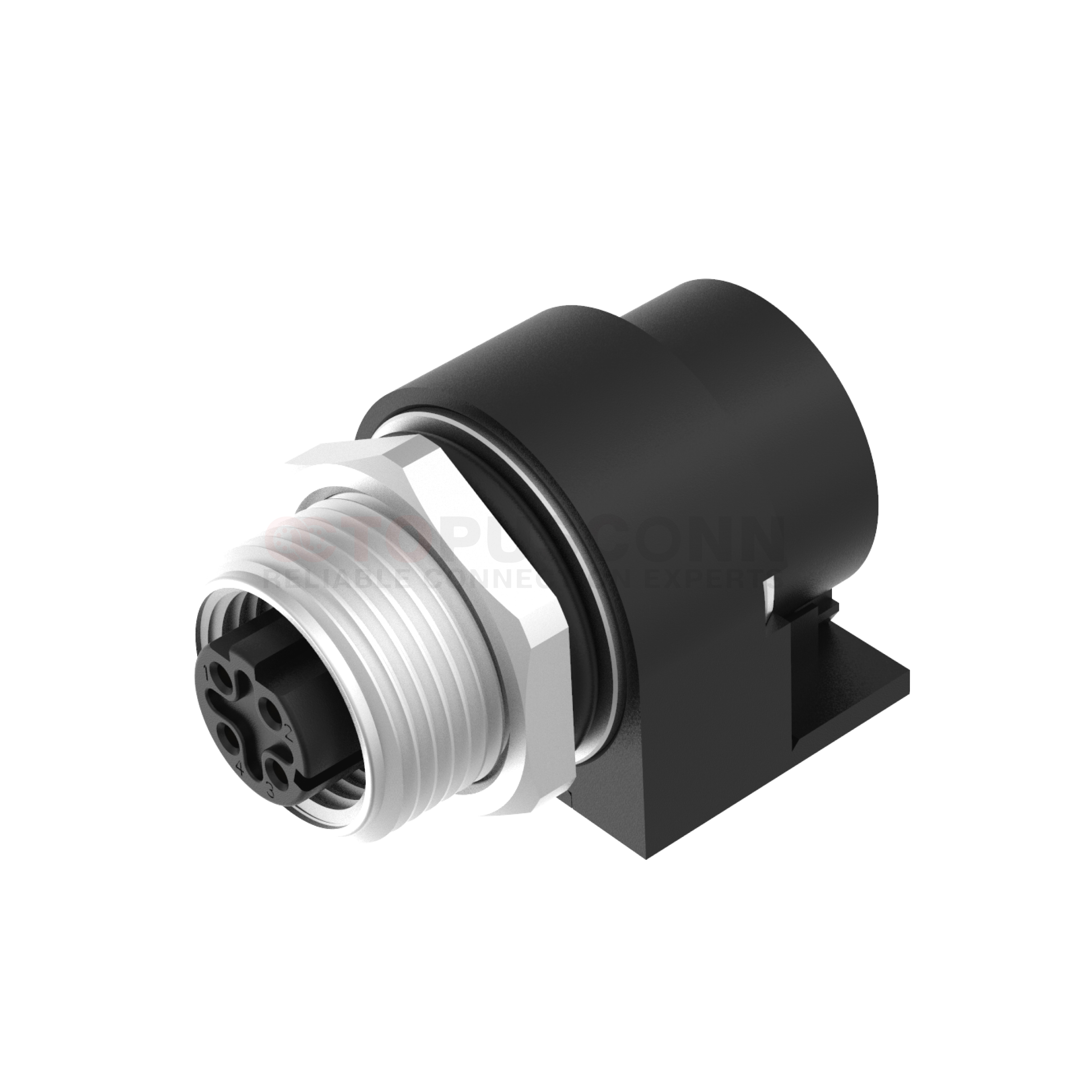 M12 D Coded Connectors Plate Rear Mount 4PIN Female Plug plate type M15*1.0 shielded