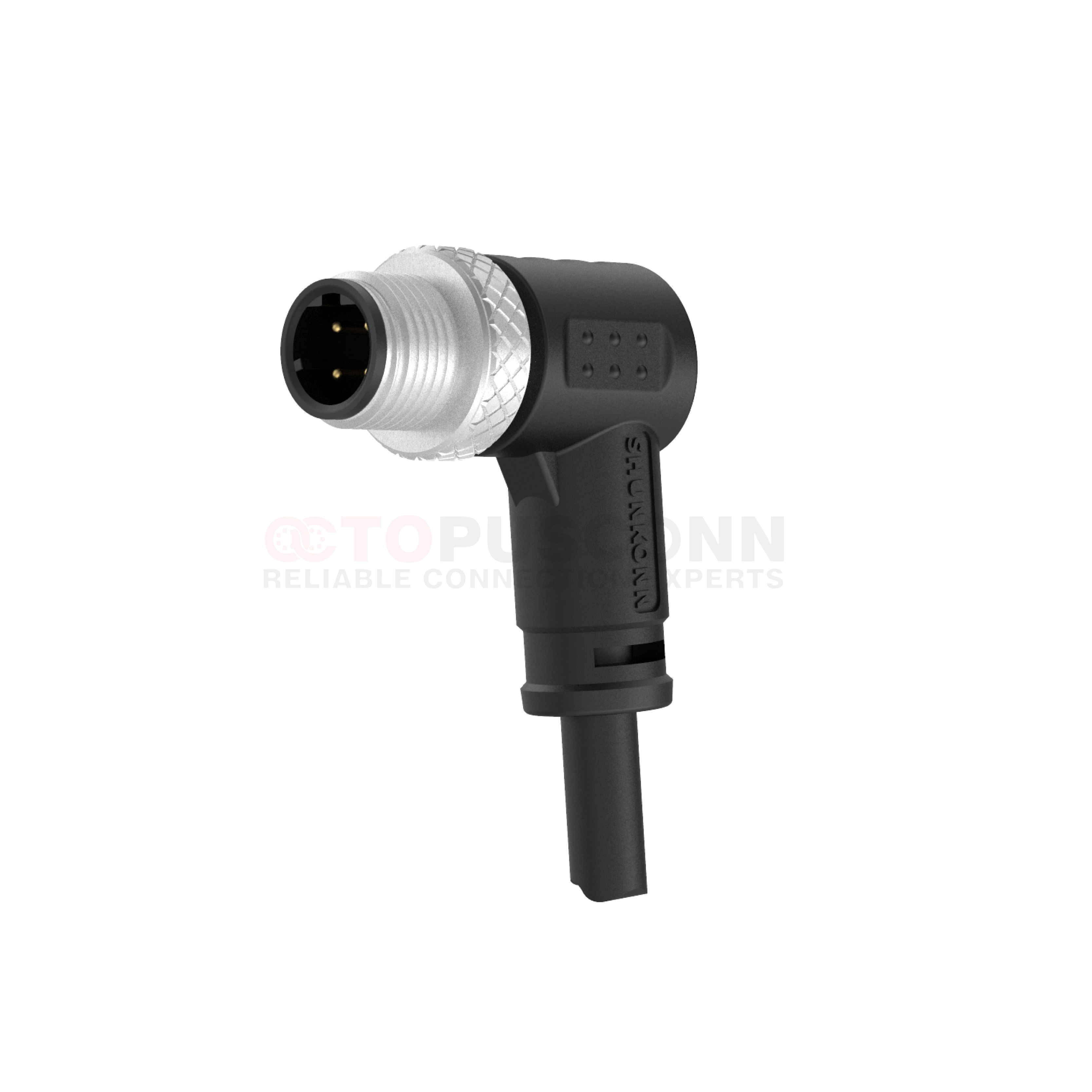 M12 D Coded Connection Cable Right Angle Overmolded Type 4PIN Male Solder Type