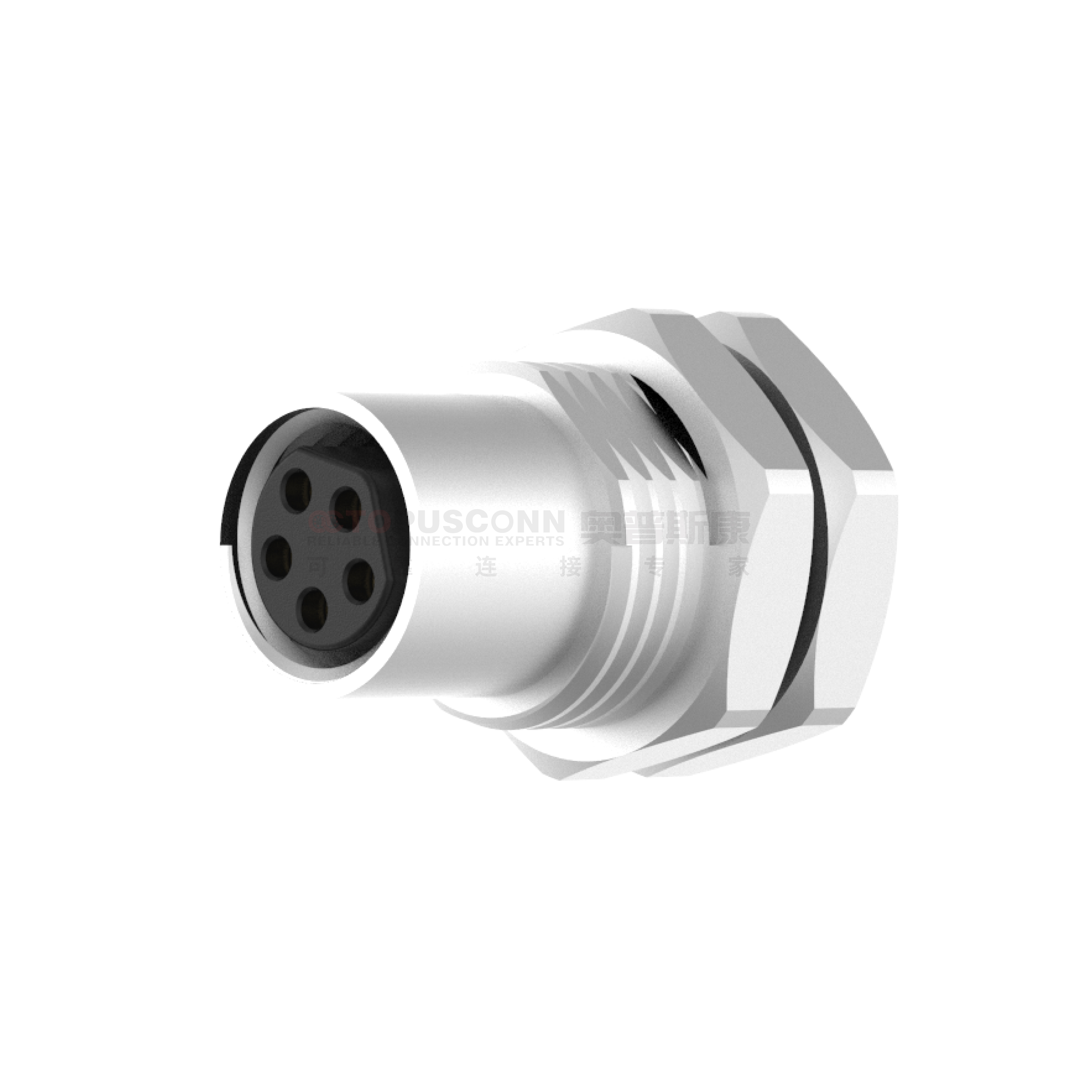 M8  B-Coded Connector Rear Panel Mount 5-Pin Female Plug Plate Type