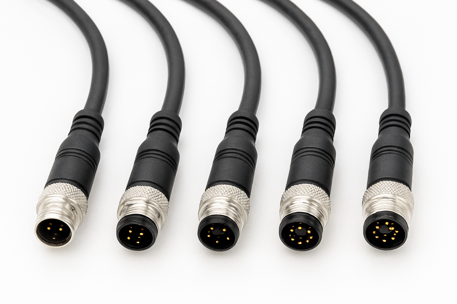 M12 A 编码圆形连接器线缆组件的排列