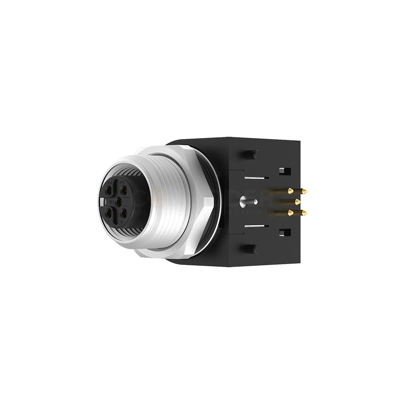 M12 A Coded Connectors Plate Rear Mount 2-12PIN Female Plug plate type M15*1 shielded