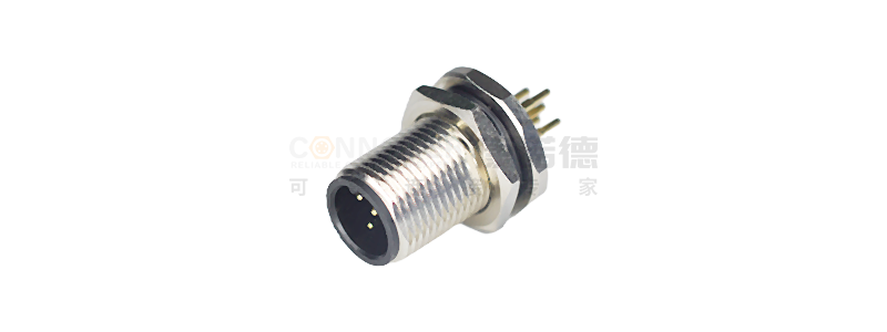 M12圆形连接器A扣公端板后安装插板式