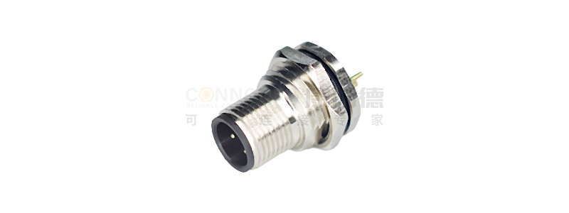 M12圆形连接器A扣公端板后安装插板式
