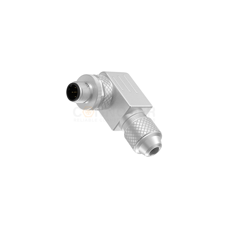 M12 B Coded Connectors Right Angle Metal Assembled 3-5PIN Male Screw type PG7
