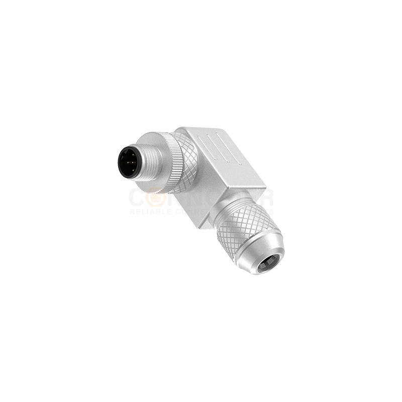 M12 B Coded Connectors Right Angle Metal Assembled 3-5PIN Male Screw type PG9