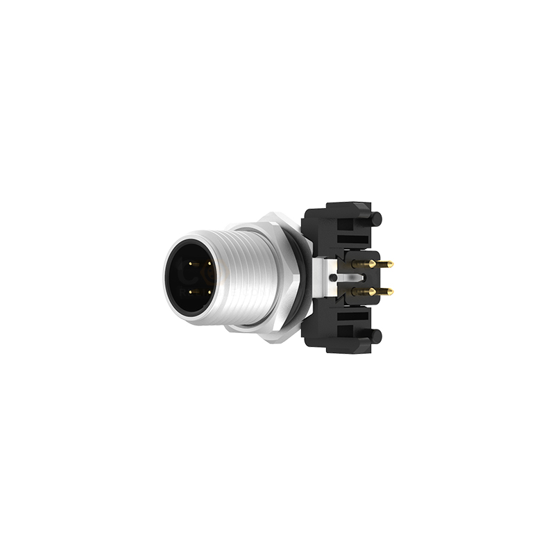 M12 D Coded Connectors Plate Rear Mount 4PIN Male Plug plate type M12*1  shielded