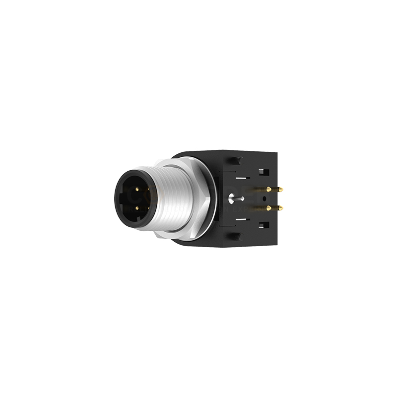 M12 D Coded Connectors Plate Rear Mount 4PIN Male Plug plate type M15*1  shielded