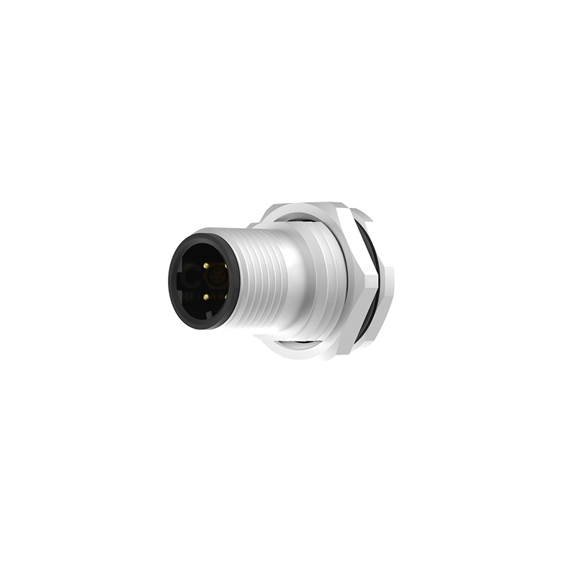 M12 D Coded Connectors Plate Rear Mount 4PIN Male Solder Type M16*1.5