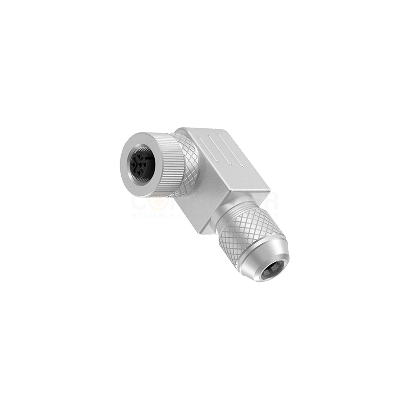 M12 D Coded Connectors Right Angle Metal Assembled 4PIN Female Screw type PG9