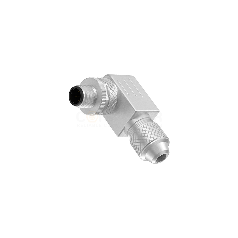 M12 D Coded Connectors Right Angle Metal Assembled 4PIN Male Screw type PG7