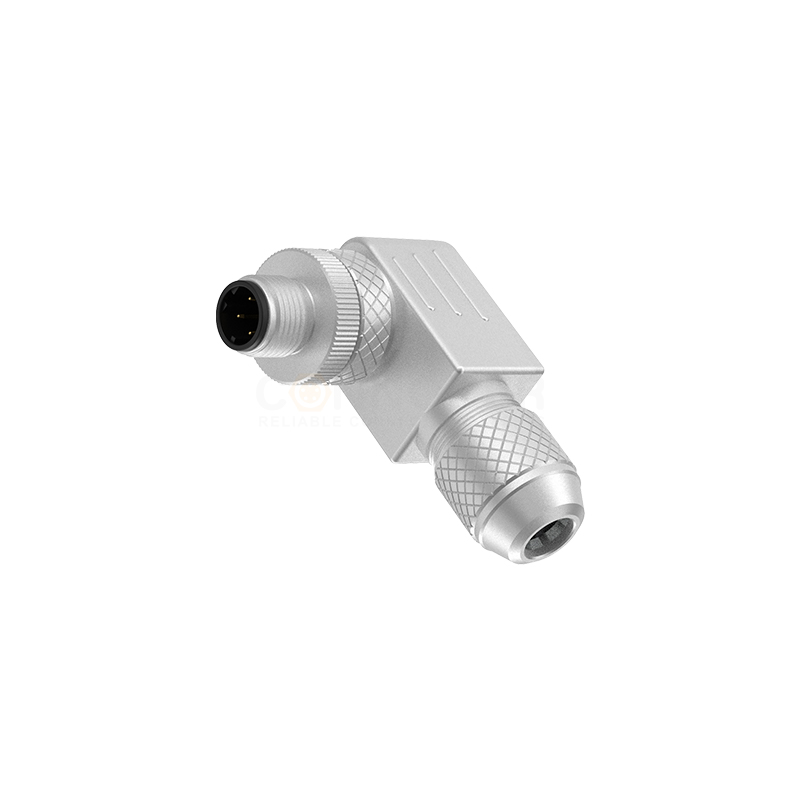 M12 D Coded Connectors Right Angle Metal Assembled 4PIN Male Screw type PG9