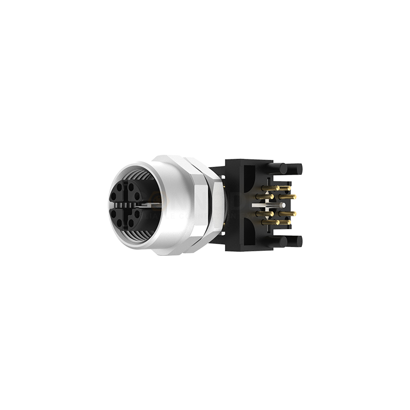 M12 X Series M12 X Coded Connectors Board Front Right Angle Socket 8PIN Female Plug plate PCB type M12*1