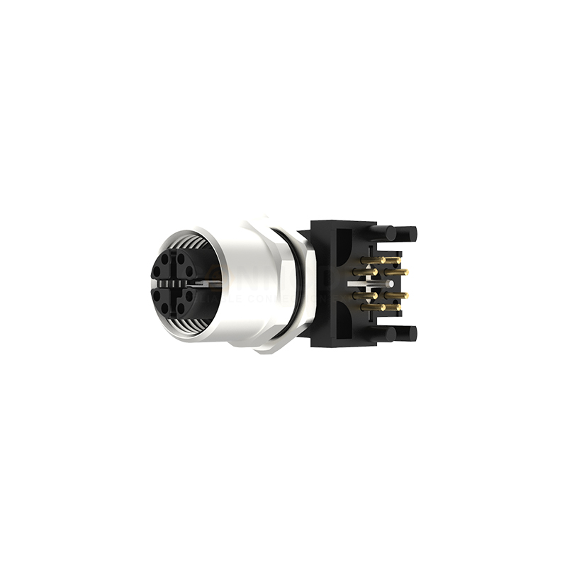 M12 X Series M12 X Coded Connectors Plate Rear Right Angle Socket 8PIN Female Plug plate PCB type M12*1