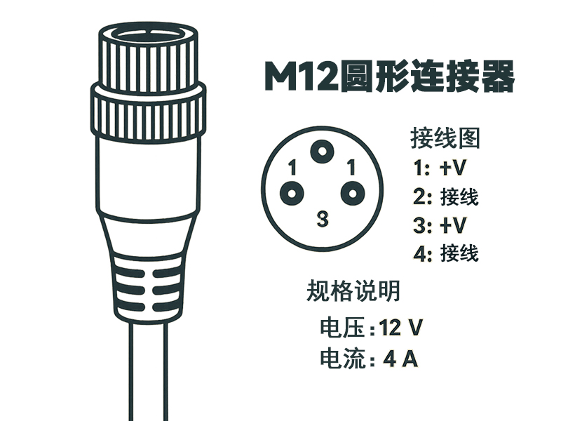 M12 电源连接器引脚排列及规格技术