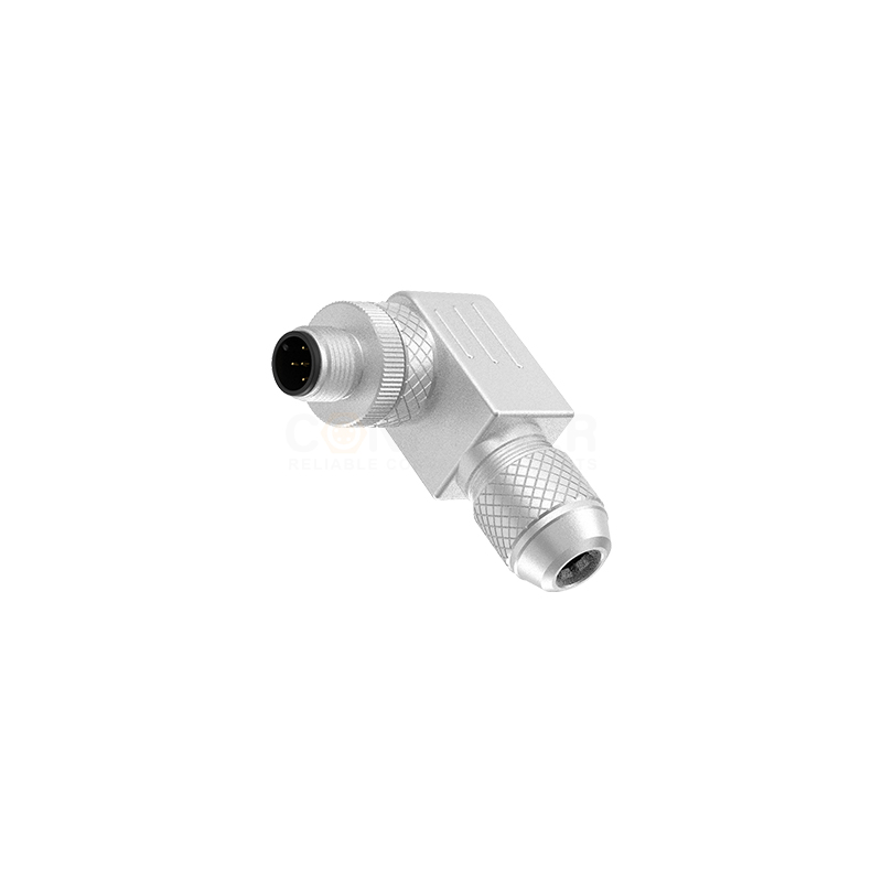 M12 A Coded Connectors Right Angle Metal Assembled 2-8PIN Male Screw type PG9