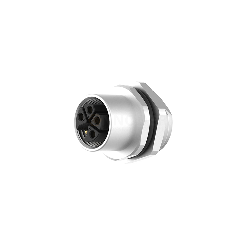 M12K Coded Connectors Board Front Mount 5PIN(4+PE)Female Solder Type M16*1.5