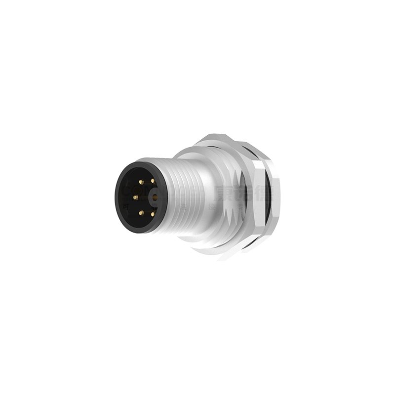 M12系列 M12M编码圆形连接器板后安装5+PE公头插板式M16*1.5