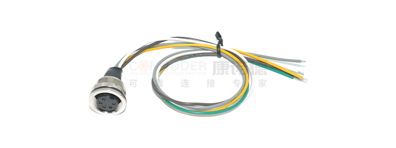 M16 Circular Connector Female, Front - Mounted with Electronic Wire