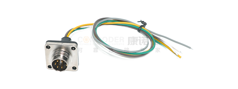 M16 Circular Connector Male with Square Flange and Electronic wire