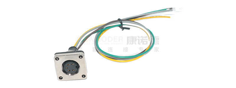 M16 Circular Connector Female with Square Flange and Electronic wire