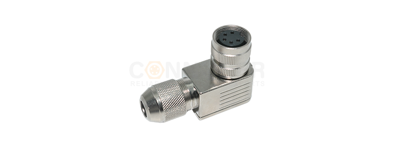 Female End of M16 Circular Connector, Wire - soldering Type, Bent - angle Zinc Alloy