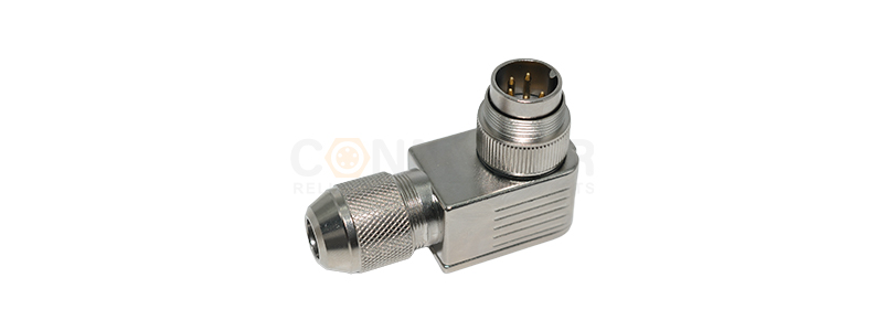 Male End of M16 Circular Connector, Wire - soldering Type, Bent - angle Zinc Alloy