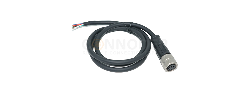 M16 Connecting Cable, Straight, Over - molded, Female End, Soldered - type, Unshielded