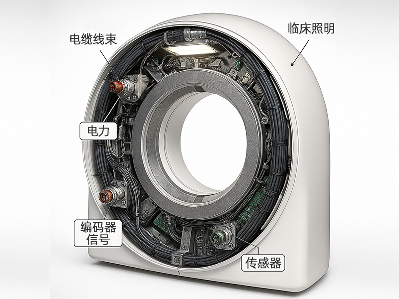 CT 机架内 M16 圆形连接器的横截面视图