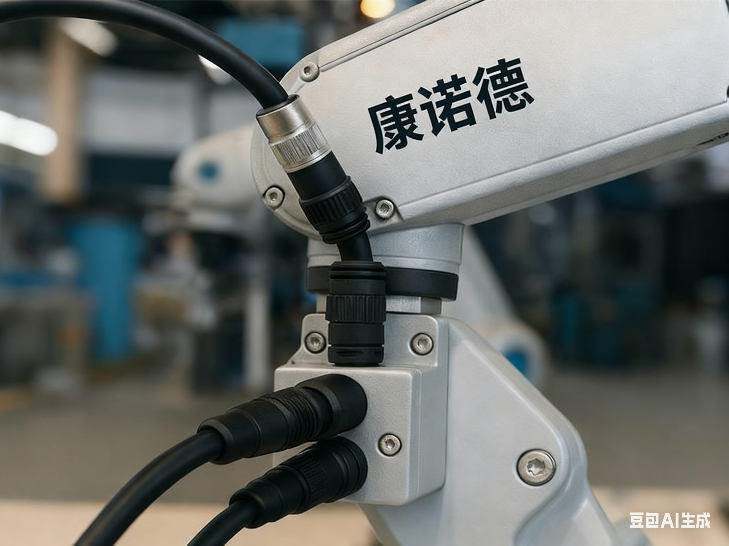 康诺德 M16 连接器安装在机械臂上