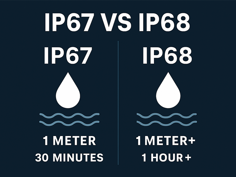 IP67 与 IP68 防水等级的直观对比