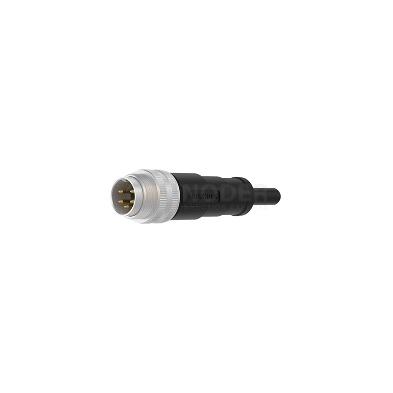 M16 connection line upright rubber-coated molded male connector welding type - unshielded