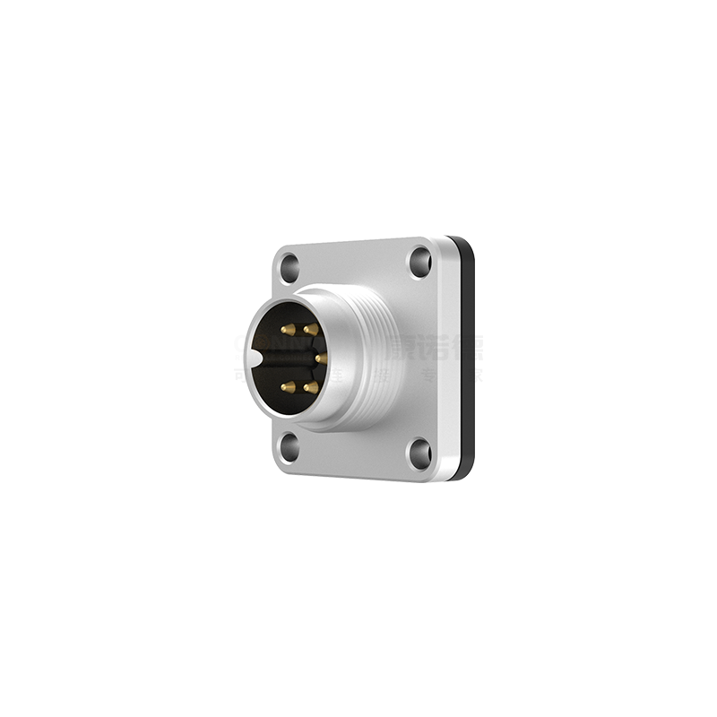 M16圆形连接器公端方形法兰2-24芯焊线式M16*0.75